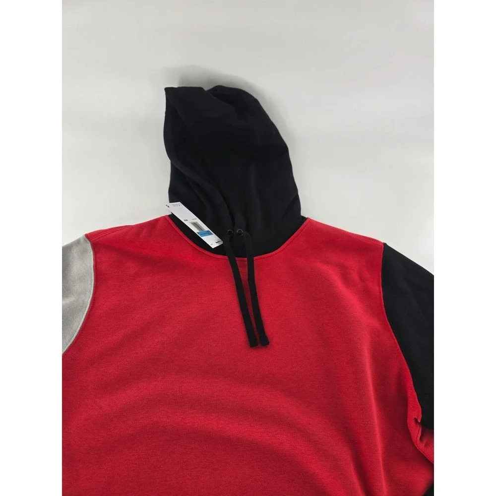 Nike Color Block Club Fleece Pullover Hoodie‎ Men's L Red/Black New